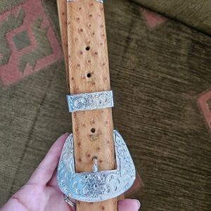 Leather western belt with bling sz L